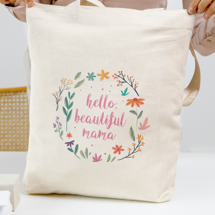 Hello, Beautiful Mama - Stylish & Sturdy Tote Bag (Pink)