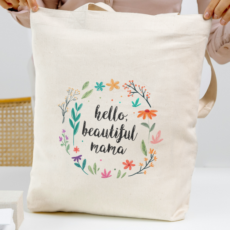 Hello, Beautiful Mama - Stylish & Sturdy Tote Bag (Black)