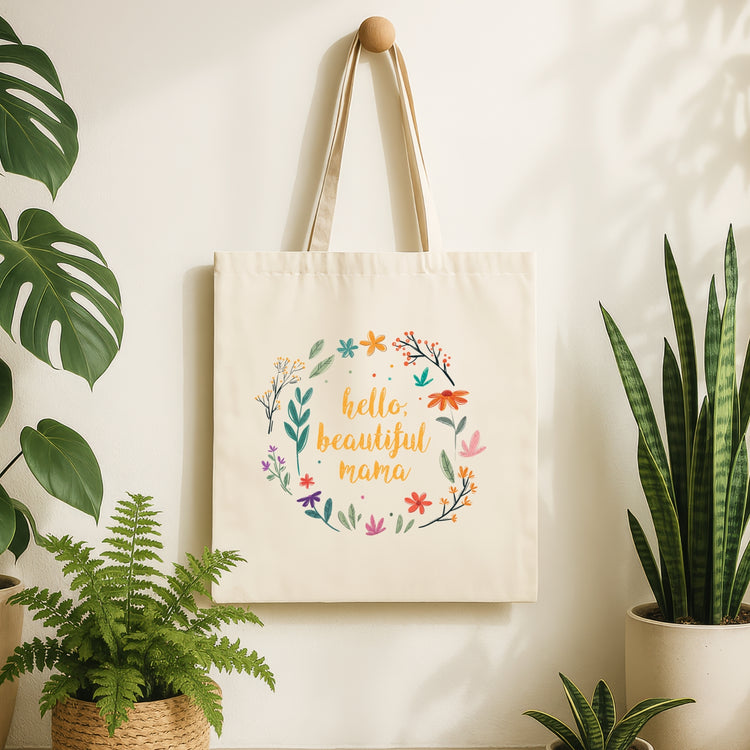 Hello, Beautiful Mama - Stylish & Sturdy Tote Bag (Yellow)