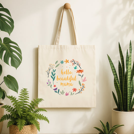 Hello, Beautiful Mama - Stylish & Sturdy Tote Bag (Yellow)